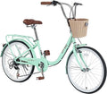 22/26 Inch Women's Bike Beach Cruiser Bike for Women/Girls，City Hybrid Bike 7 Speeds Adult Bicycle Commuter Bike for Women Men,4 Colors