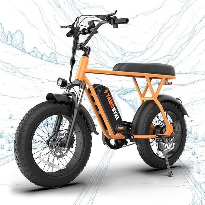 T63 Multi-Color Electric Bike for Adults & Teens, 1000W Peak Motor, 20MPH 468Wh Remove Battery,20"x4"Fat Tire Ebike, Moped Style Comfortable Electric Bikes,Long Seat E Bikes for All-Terrain