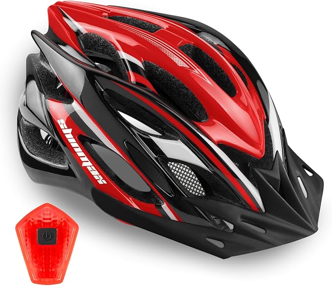 Bike Helmet Men Women, Shinmax Bicycle Helmet with Rear Light and Detachable Visor