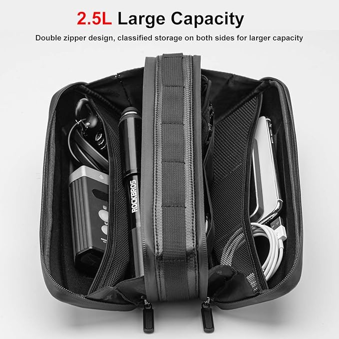 ROCK BROS Bike Frame Bag Bike Storage Triangle Bag Bicycle Under Top Tube Saddle Bag Water-Resistant EVA Cycling Bike Accessories Pouch for Mountain Road Bike