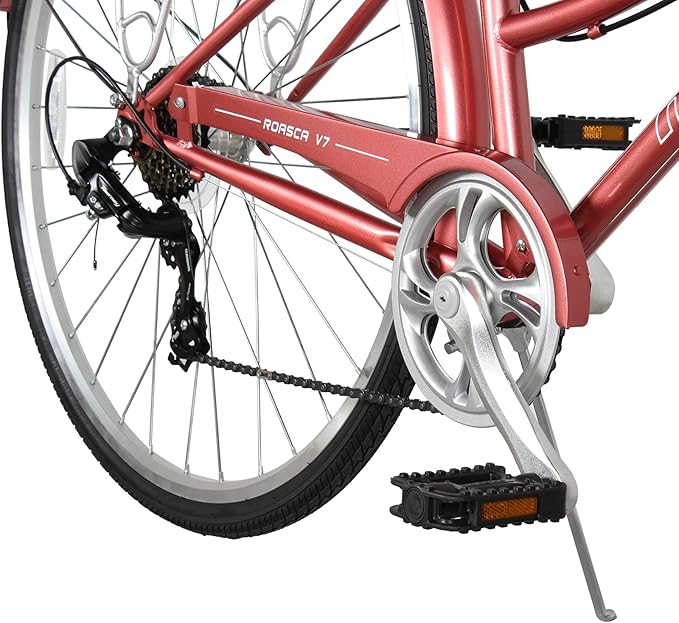 MICARGI 24/26 Inch Adult Cruiser Bicycle Hybrid Bike 1/7 Speeds Commuter Bike for Women, Men, Seniors,Step-Through or Step-Over Bike Steel Frame Multi Colors Style