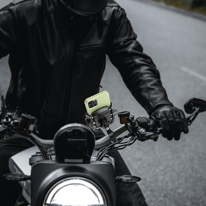 Bike Motorcycle Phone Mount with Aluminum Alloy Mounting Base, [1s Lock & Release] [Camera Friendly] Bicycle Handlebar Cell Phone Holder for Scooter ATV, Fit 5.4-7.2" Smartphone