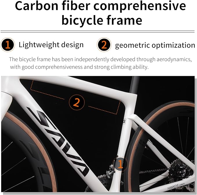 SAVADECK Carbon Road Bike,Lightweight Full Carbon Racing Bicycle with Shimano 105 R7120 24S Shift Groupset and Hydraulic Oil Disc Brake Bike