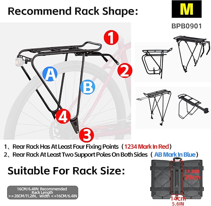 Rhinowalk Bike Pannier Bag 22L Double Pannier Bags Saddle Bags for Rear Rack Bicycles With Carrying Handle Professional Cycling Accessories-Black