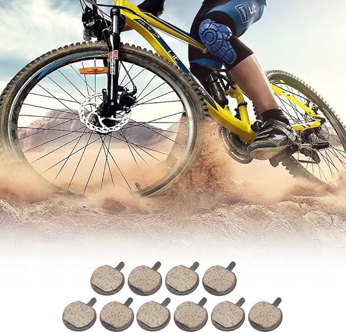 Bike Brake Pads, Bicycle Disc Resin Brakes Pad Semi Metal Smooth Braking Low Noise Cycling Pads Kit Mute Accessory KMJG019 fot Camping Outdoor Mountain Bicycles Electric Scooters 1.1*0.9*0.02in 5Pairs