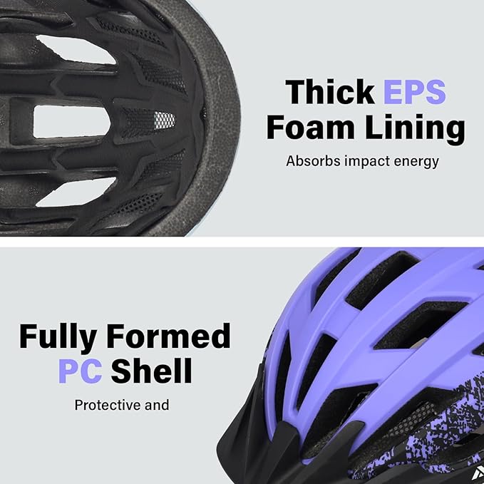 Youth Adult Road Bike Helmet, Men Women Adjustable Mountain Bicycle Helmet with Detachable Visor, 2 Sizes for Age 8-14+ Youth, Kids, Adult