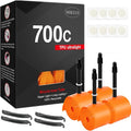 WHEELO 4-Pack TPU 700C×18-32C Bike Inner Tube: Lightweight Road Bicycle Tube with 45/65/85mm Presta Valves (Include 8PCS Bike Tube Patch Repair Kit)