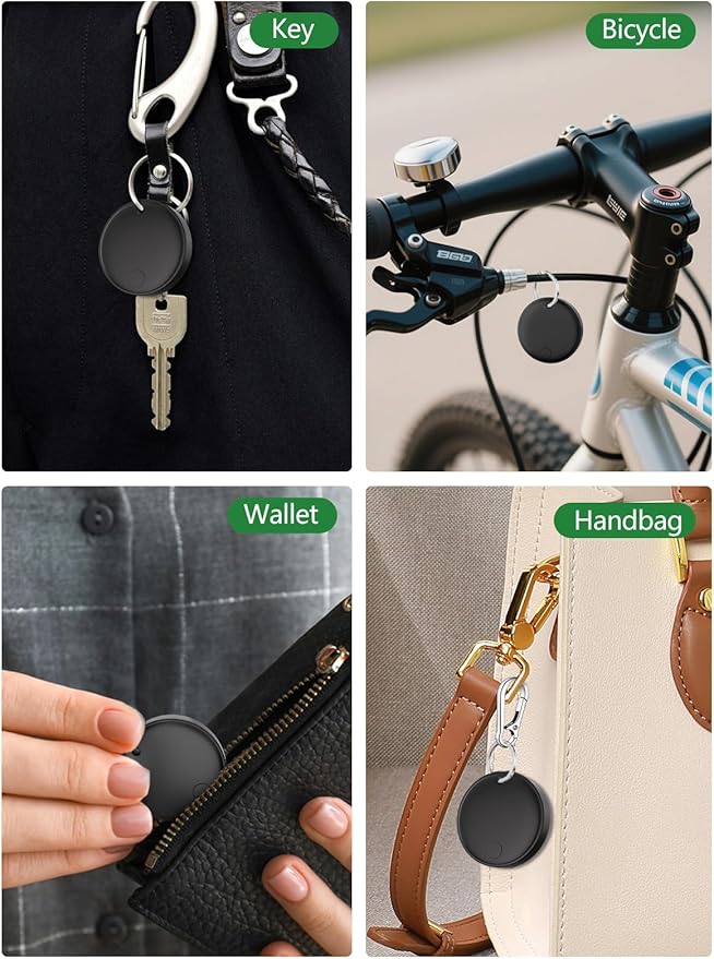Tracker Tags for Android & iOS, Key Finder Tracking Device Smart Tracker Tag for Luggage, Wallet, Bike, Bags - Both Works with Apple Find My & Google's Find Hub - 2 Pack