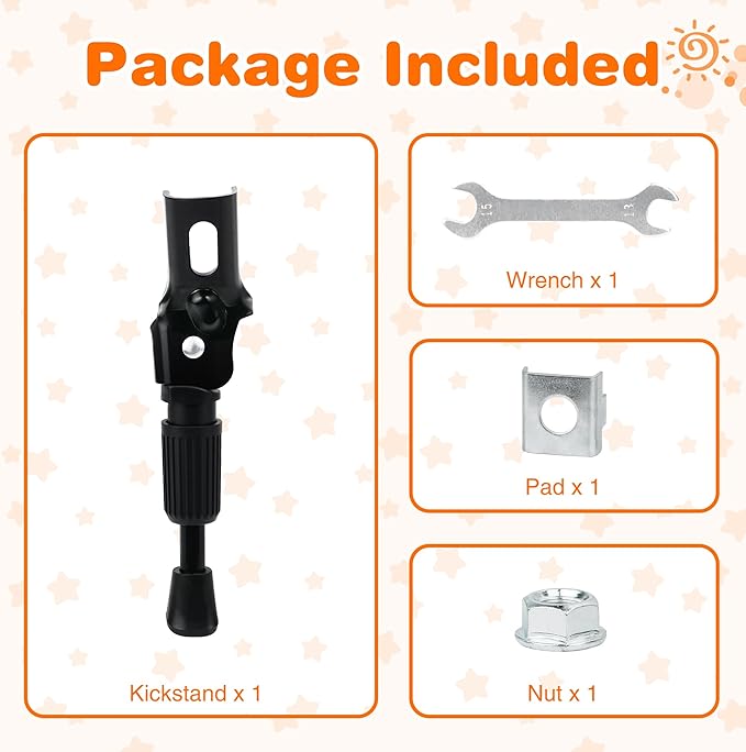ZUKKA Bike Kickstand 14 Inch for Kids Bike Adjustable Aluminum Alloy Kickstand for Bicycles with Anti-Slip Pad for Kids Bike Universal Fit for Mountain Road Bikes