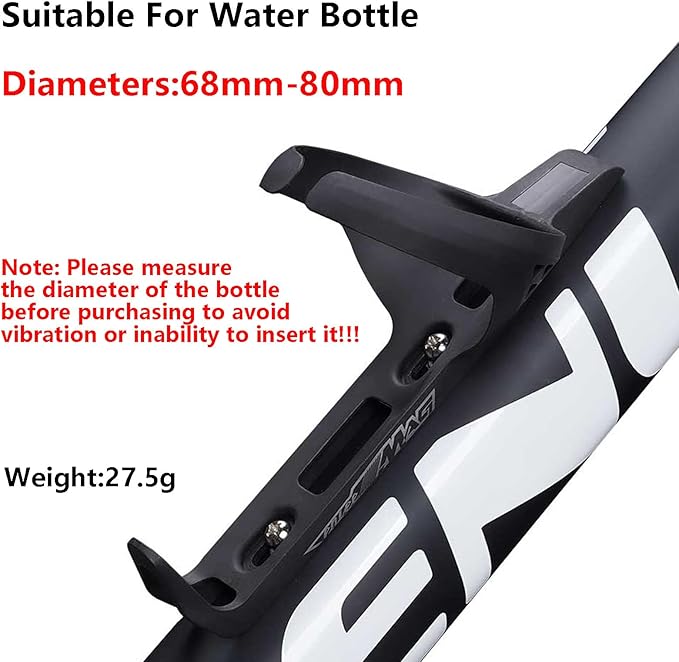 ENLEE 1 Pack Carbon Bike Water Bottle Cage, Lightweight Water Bottle Cage with Screw Tool, Wear-resistant Black Bicycle Water Bottle Holder for Gravel Road Mountain Bike, for Bottles Diameter: 68-80mm