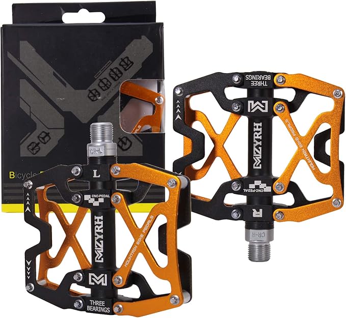 MZYRH Mountain Bike Pedals, Ultra Strong Colorful CNC Machined 9/16" Cycling Sealed 3 Bearing Pedals