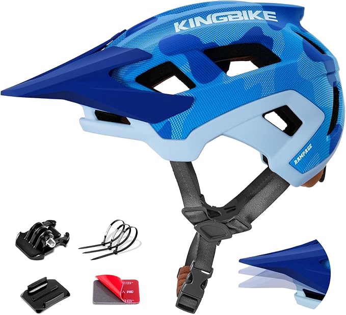 KINGBIKE NTA-8776 Mountain Bike Helmet Professional Ebike Helmets with 3-Level Adjustable Visor & Camera Mount E-MTB Helmet for Adults Men Women Youth E-Bike Safety Certified