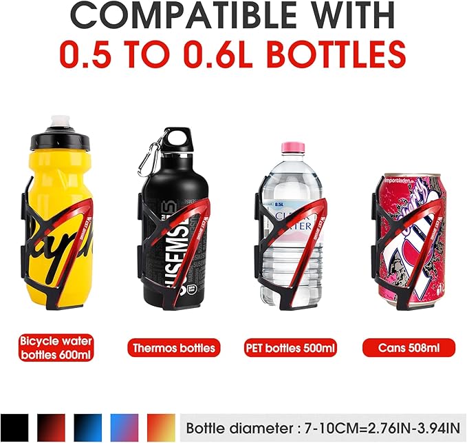 Bike Water Bottle Cage, Durable Ultralight Plastic Water Drink Holder Rack, Lightweight PC Water Bottle Holder for Bicycle, Cycling Bottle Holder Cages for MTB, Road Bike, Mountain Bikes