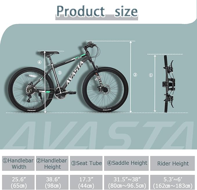 AVASTA AV300 26 27.5 inch Mountain Bike with 21-Speed, Aluminum Frame, Dual Disc Brake, Comfortable Saddle, Multiple Colors
