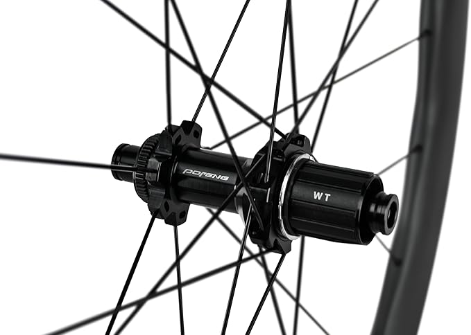 POFENG Carbon Fiber Wheelset 700c Disc Brake Road Bike 50/28mm Tubeless Wheels UD Matte