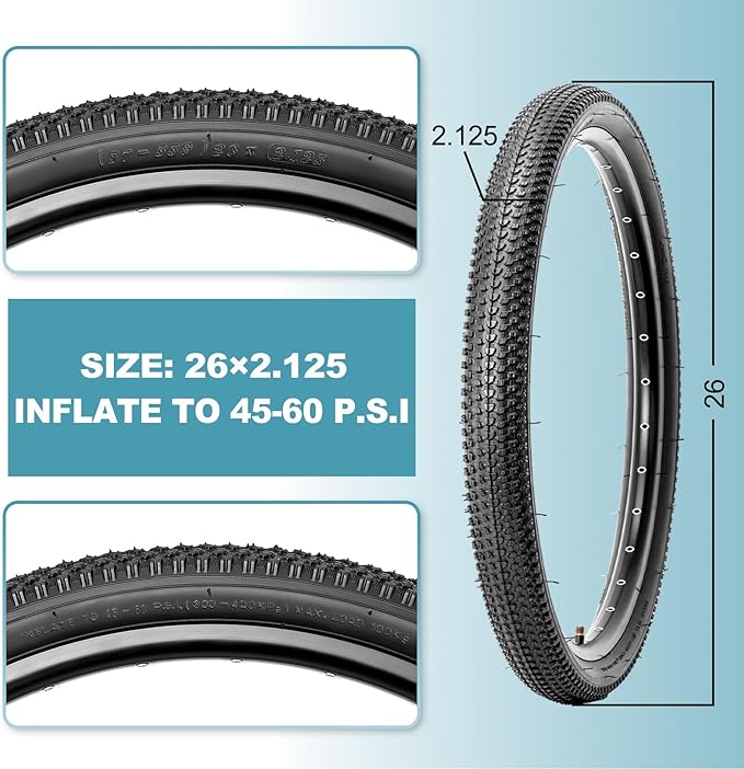 Hycline Mountain Bike Tire: 20/24/26/27.5-inch Folding Replacement High-Performance Wear-Resistant Bicycle Tires for MTB Off-Road Bike