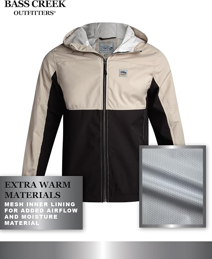 Bass Creek Outfitters Mens Windbreaker - Lightweight Mens Rain Jacket for Running Cycling Hiking with Hood