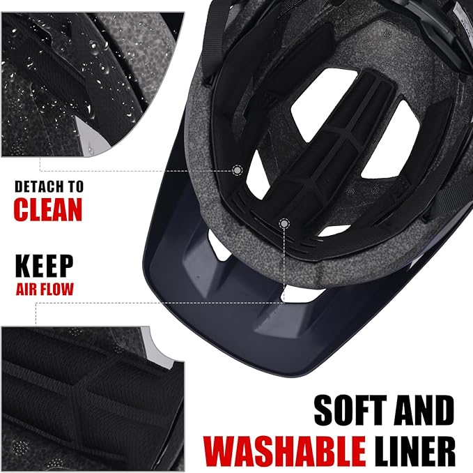 Bike Helmets for Men and Women, Mountain Bike Helmet with Extended Visor Helmets for Adults Adjustable & Comfortable Bicycle Helmet Road Bike Helmet 55-61cm