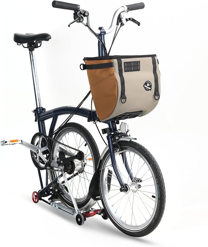Rhinowalk Bike Basket Bag for Brompton Folding Bike, 17L Waterproof Bike Carrier with Quick Release Mount, Laptop Pocket & Pet Friendly Bicycle Basket (Khaki, 17L)