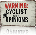 Funny Vintage Signs Posters Warning Cyclist With Opinions Left Bell Cycling Vintage Sign Wall Art for Bedroom Man Cave Garage Office Bar Decor 8X12inch