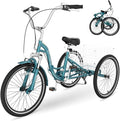 NAIZEA Folding Adult Tricycle - 7 Speed 20/24/26 Inch Folding Tricycle for Adult, 3 Wheel Bike, Foldable Trike with Large Basket/Low-Step Through for Men Women Senior