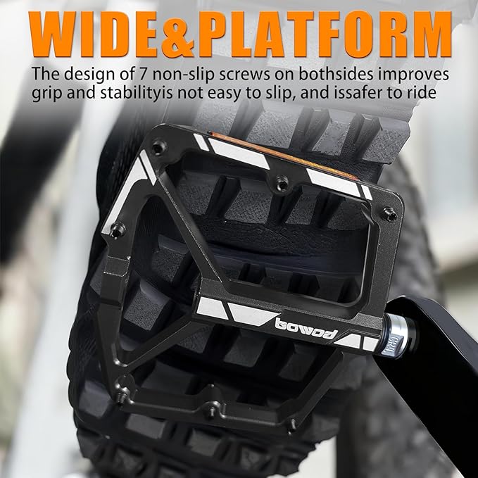 Bike Pedals 9/16" Lightweight Non-Slip Bicycle Platform Pedals - Fits Most Adult Bikes & Mountain Bikes &MTB, Road Bikes and Slip-Resistant Design