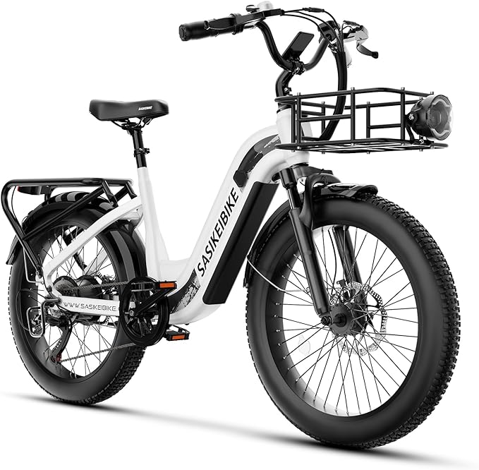 1500W Motor Electric Bike for Adults & Teenager, 48V 20AH Removable Battery Ebike, 24inch Fat Tire Electric Bicycle with 30+MPH, Step-Thru E Bike for Commuting & Mountain, Front Suspension
