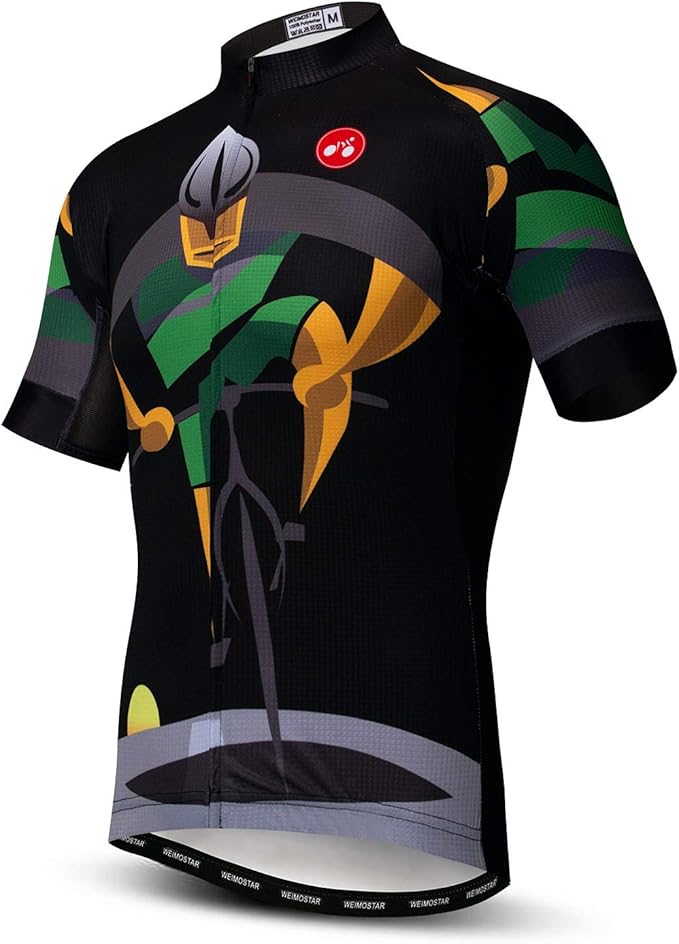Men Cycling Jersey Skull Bike Short Sleeve Tops Quick-Dry Reflective 3-Pockets S-3XL