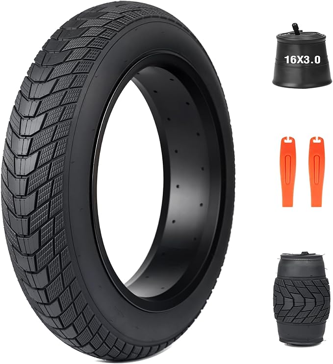 MEGHNA Fat Bike Tire 16/20/24/26 inch Electric Bike Tire Fat Tire 16/20/24/26 x 3.0 inch Heavy Duty Knobby Anti-Slip Foldable Replacement All Terrain Tire for E-Bike Snow Bike Fat Bike