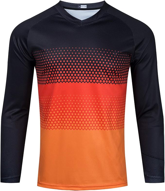 Men's Mountain Bike Jersey Long Sleeve Off-Road Clothing Downhill&Motocross Shirts Breathable/Moisture-Wicking Tops