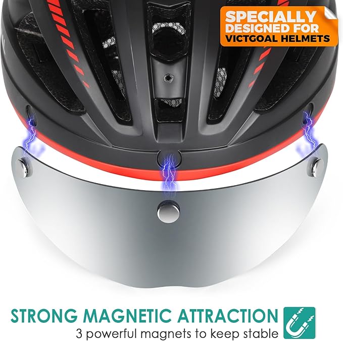 VICTGOAL Detachable Magnetic Bike Helmet Goggles Visor Especially Deisgned for VG110/VG112 Bicycle Helmet