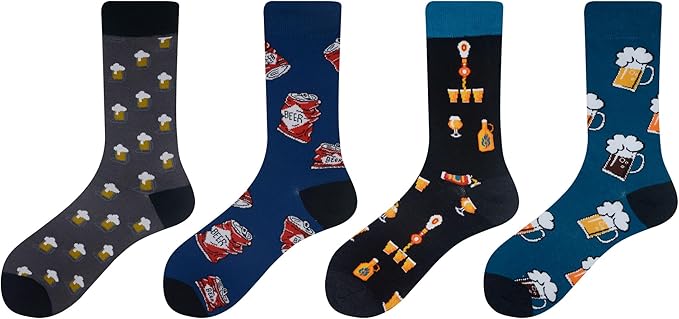 Cansok Men's 2/4 Packs Fun Crazy Novelty Dress Crew Socks