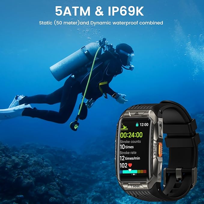 GPS Smart Watch for Men Women, 3D Curved Glass, Full Stainless Steel Body, 6 Satellite Positioning, Compass, 50M Waterproof, Answer/Make Call, 1.64" AMOLED Screen, Compatible for Android iOS