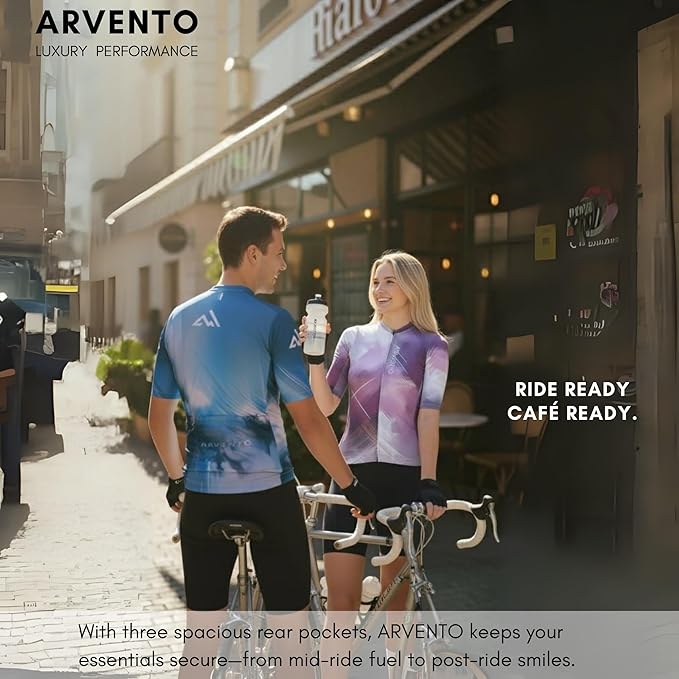 ARVENTO Unisex Cycling Jersey – Performance Fit, Breathable & Quick-Dry Short-Sleeve Road Jersey, 3 Rear Pockets