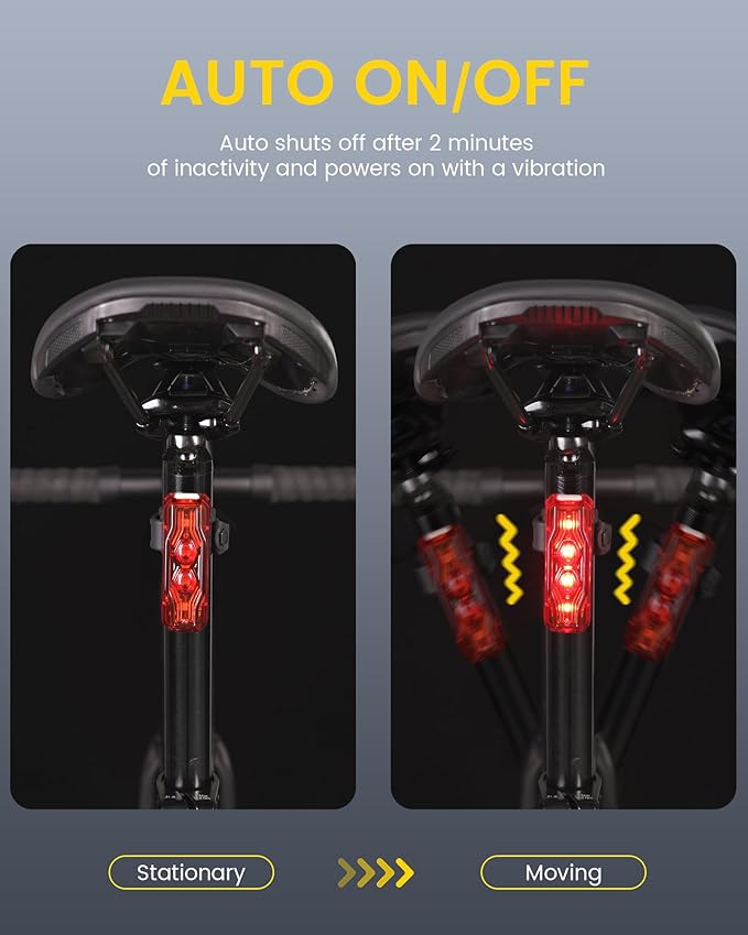 RAVEMEN TR150/TR250 Bike Tail Light, 280° Visible Bike Rear Light with Brake Detection and Auto On Off Feature, 3 Mounting Options