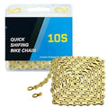 Gold Bike Chain 10 Speed Bike Chain,1/2 x 11/128 Inch,116 Links, Alloy Steel,Triple Strand,Suitable for Mountain Bike Road Bike