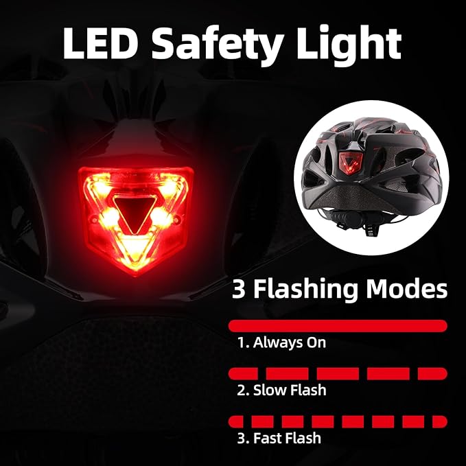Adult Bike Helmet, Bicycle Helmet with Rear LED Light & Detachable Magnetic Goggles,Cycling Helmet Adjustable for Men Women Mountain & Road
