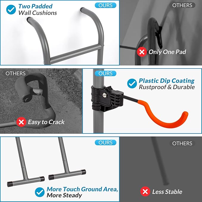 Suchtale 2 Bike Rack, Bicycle Rack, Bike Storage Rack for Garage, Gravity Bike Stand, Indoor Bike Organizer, Floor Vertical Bicycle Holder, Adjustable Wall Mount Cycle Hanger for Road Mountain Bikes