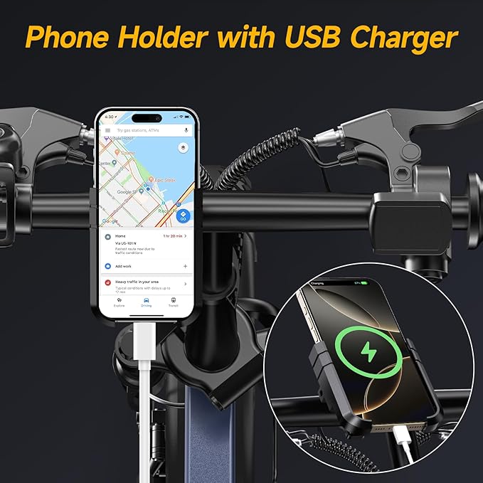 Folding Electric Bike for Adults Teens, Peak 1500W, 62 Miles PAS Range, 48V 16AH Removable Li Battery Ebike, 9 Shocks Full Suspension, 20 MPH Electric Bicycle, UL2849 Certified