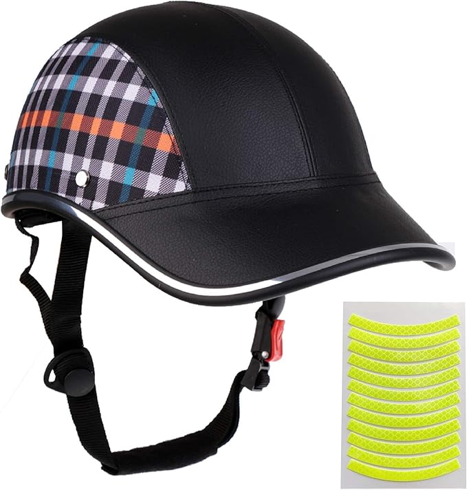 Bicycle Helmet for Adults Small/Large Bike Helmet for Women and Men Adjustable Safe Baseball Cap PU Sunshade 21.7-24.4 INCH Bike Cycling Helmets with 12PCs Reflective Sticker