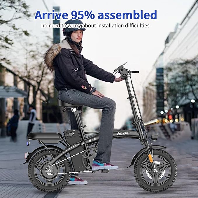 Folding Electric Bike for Adults, 500W Peak Motor, Up to 23 MPH, 14” Foldable Ebike with 48V 12Ah Battery, 35 Miles PAS Range, Mini Electric Bicycle for Adults & Teens