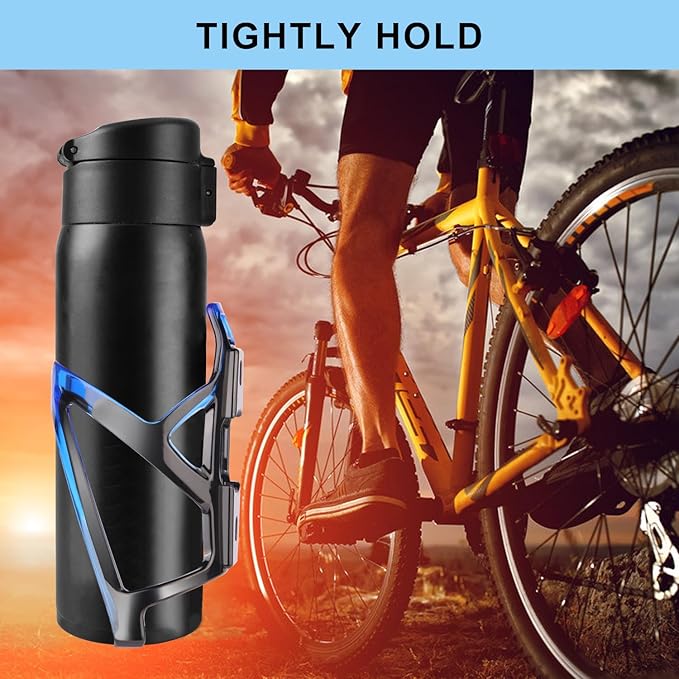 Bike Water Bottle Holder with Screws Lightweight Cycling Bicycle Water Bottle Holder for Road, Mountain Bike (Black Blue)