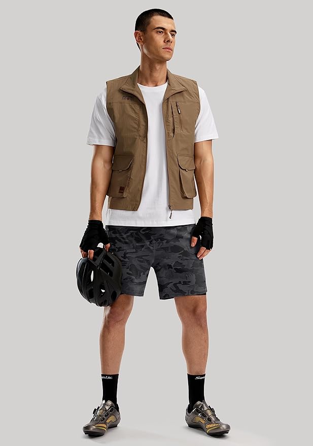 Bikewa Men's Mountain Bike Shorts 3D Padded Loose-fit Riding Biking Cycling Bicycle Biker Shorts for Men Zipper Pockets