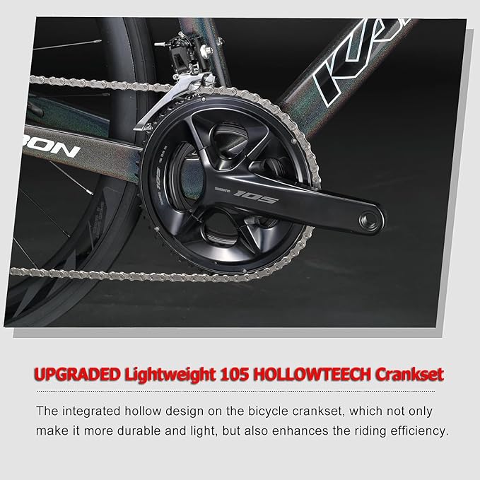 KABON Full Carbon Road Bike,Lightweight 700C Racing Bicycle with 105 R7120 24S Shift Groupset and Hydraulic Disc Brake Bike with Carbon Wheels for Adult