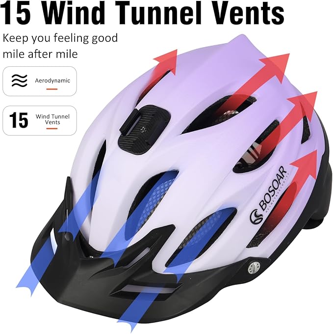 Mountain Bike Helmet,Adult Cycling Helmet with Camera Mount and Detachable Visor for Men Women Youth,Suggested Fit 55-61 Cm