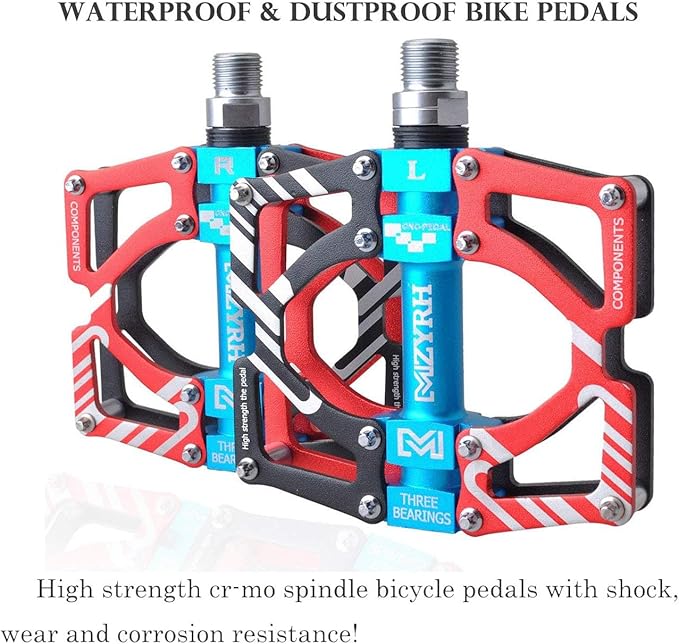 ThinkTop Aluminum Alloy Mountain Bike Pedals Axle 9/16 3 Bearing Platform Pedals Flat Sealed Ever Lubricate Bearing for Road BMX MTB Bicycle Cycling