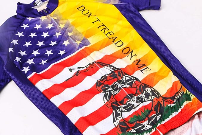 Cycling Jersey Short Sleeve USA Style Bike Tops with Pocket Reflective Stripe
