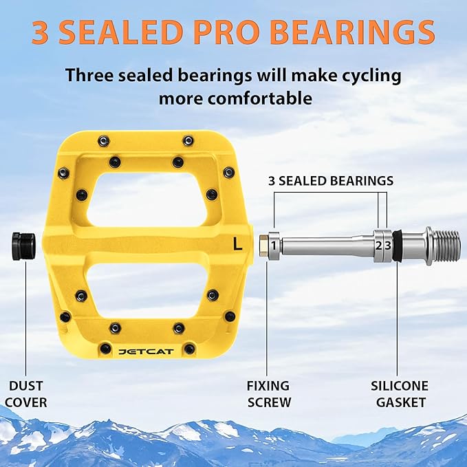 Mountain Bike Pedals Flat - MTB Pedals Flat, Bicycle Pedals for BMX/MTN/Road/Gravel/EBike, BMX Pedals, Platform Pedals, Adults & Kids Bike Replacement Upgrades Parts 9/16