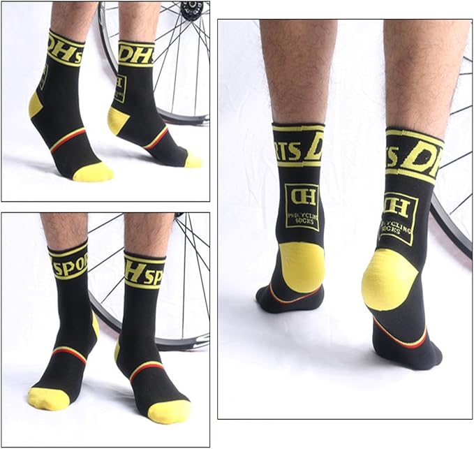 Libar Men's Cycling Socks Unisex Breathable Sports Running Trekking Athletic Basketball Socks