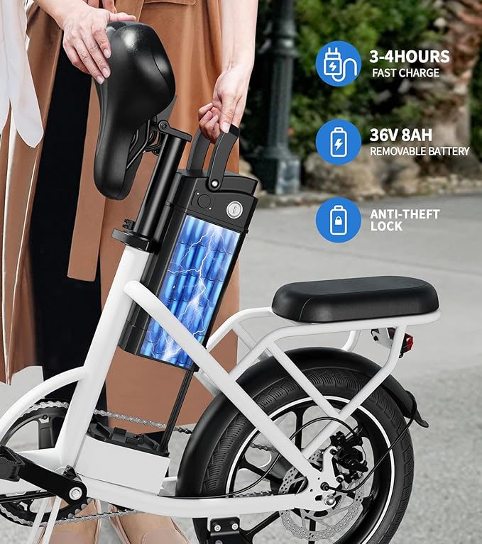 WINDHORSE 16" Folding Electric Bike for Adults, 630W Peak Motor, 20MPH, 19–35 Miles Pedal Assist Range, LCD Display, Suspension, Dual Disc Brakes, Removable Battery, Commuter Ebike